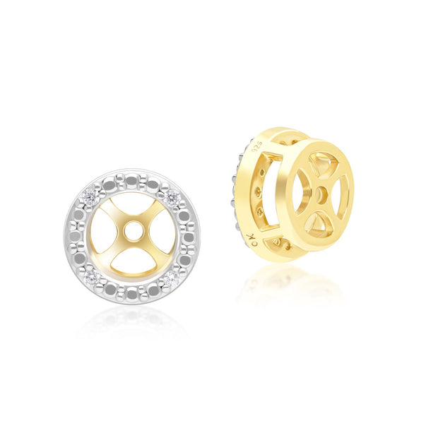 Classic Halo Diamond Ear Jacket Earrings in 9ct Yellow Gold