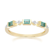 Classic Baguette Emerald & Diamond Eternity Ring in 9ct Yellow Gold