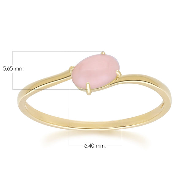 Classic Oval Pink Opal Ring in 9ct Yellow Gold