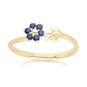 Floral Vine Sapphire Ring in 9ct Yellow Gold