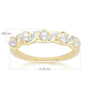 Classic Art Nouveau Style Pearl & Diamond Eternity Ring in 9ct Yellow Gold