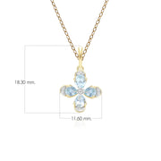 Floral Topaz & Diamond Pendant Necklace in 9ct Yellow Gold