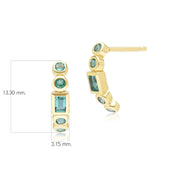 Classic Emerald Half Eternity Hoop Earrings in 9ct Yellow Gold