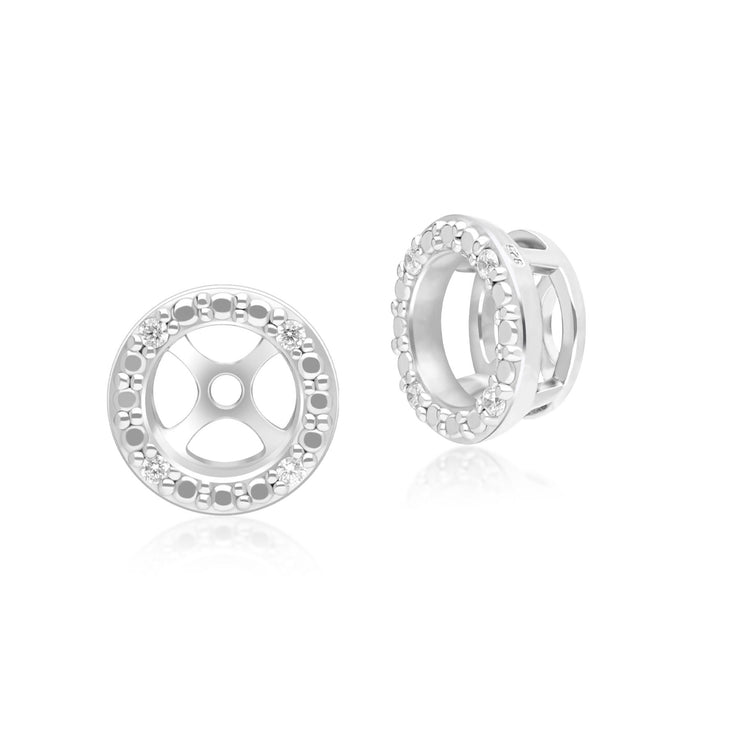 Classic Halo Diamond Ear Jacket Earrings in 9ct White Gold