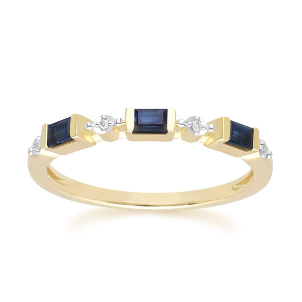 Classic Baguette Sapphire & Diamond Eternity Ring in 9ct Yellow Gold