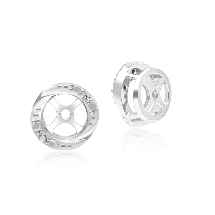 Classic Halo Diamond Swirl Ear Jacket Earrings in 9ct White Gold