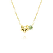 Gardenia Peridot Fox Necklace In 9ct Yellow Gold