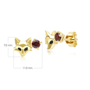 Gardenia Garnet Fox Earrings In 9ct Yellow Gold