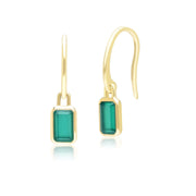 Classic Baguette Chalcedony Drop Earrings in 9ct Yellow Gold