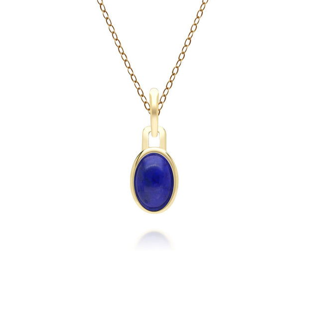 Classic Oval Lapis Lazuli Pendant Necklace in 9ct Yellow Gold