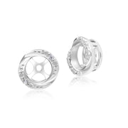 Classic Halo Diamond Swirl Ear Jacket Earrings in 9ct White Gold