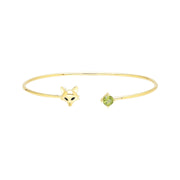 Gardenia Peridot Fox Bangle In 9ct Yellow Gold