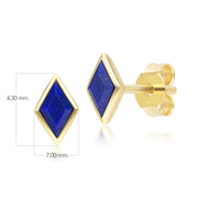 Classic Lapis Lazuli Stud Earrings in 9ct Yellow Gold