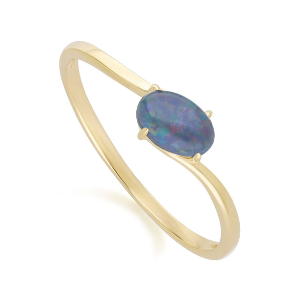 Classic Oval Triplet Opal Ring in 9ct Yellow Gold