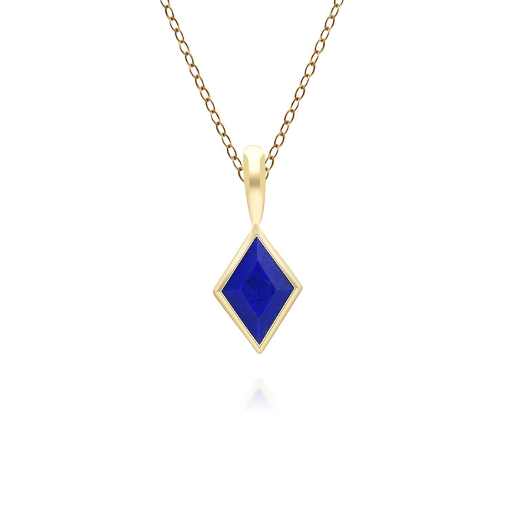 Classic Lapis Lazuli Pendant Necklace in 9ct Yellow Gold