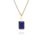 Classic Baguette Lapis Lazuli Pendant Necklace in 9ct Yellow Gold