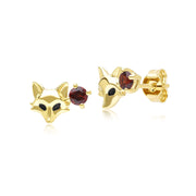 Gardenia Garnet Fox Earrings In 9ct Yellow Gold