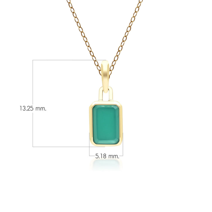 Classic Baguette Chalcedony Pendant Necklace in 9ct Yellow Gold