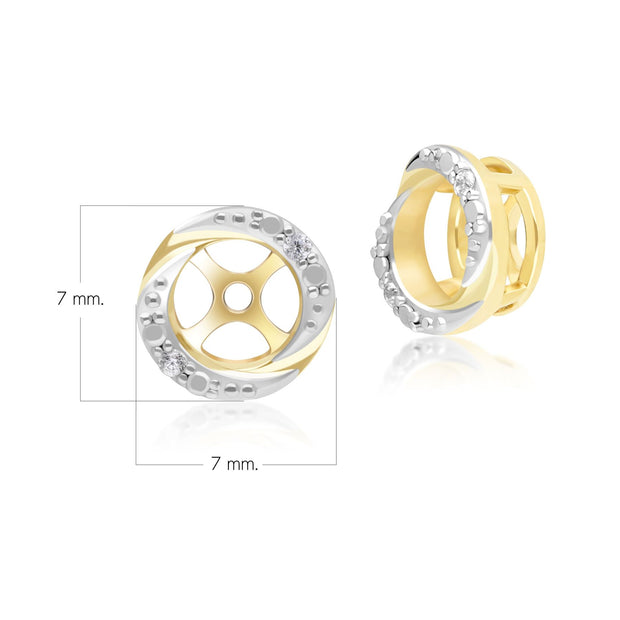 Classic Halo Diamond Swirl Ear Jacket Earrings in 9ct Yellow Gold