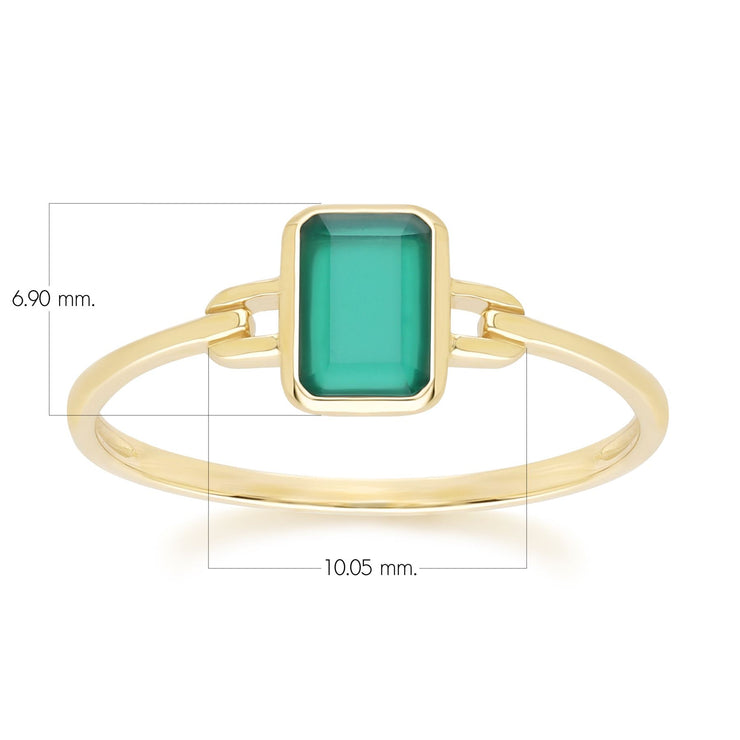 Classic Baguette Chalcedony Ring in 9ct Yellow Gold