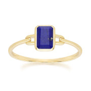 Classic Baguette Lapis Lazuli Ring in 9ct Yellow Gold