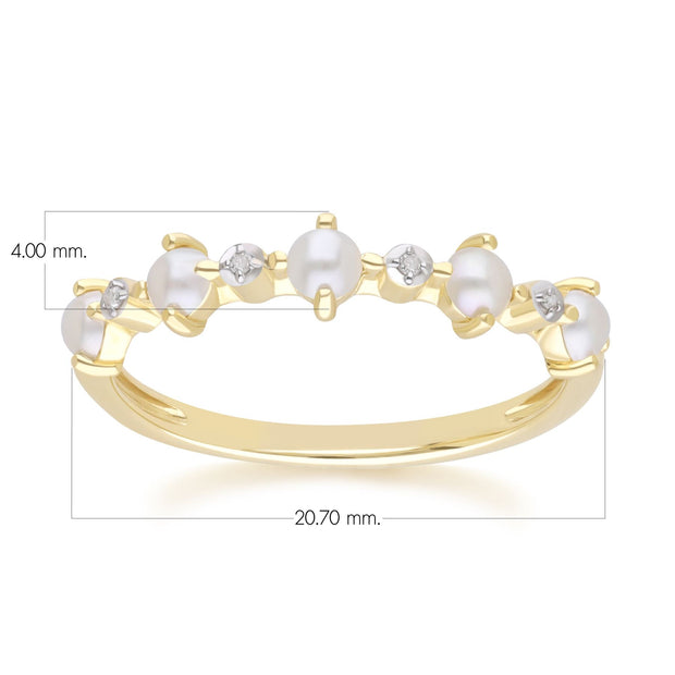 Classic Pearl & Diamond Eternity Ring in 9ct Yellow Gold