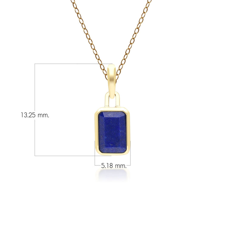 Classic Baguette Lapis Lazuli Pendant Necklace in 9ct Yellow Gold