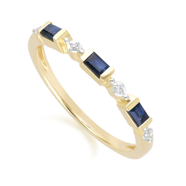 Classic Baguette Sapphire & Diamond Eternity Ring in 9ct Yellow Gold
