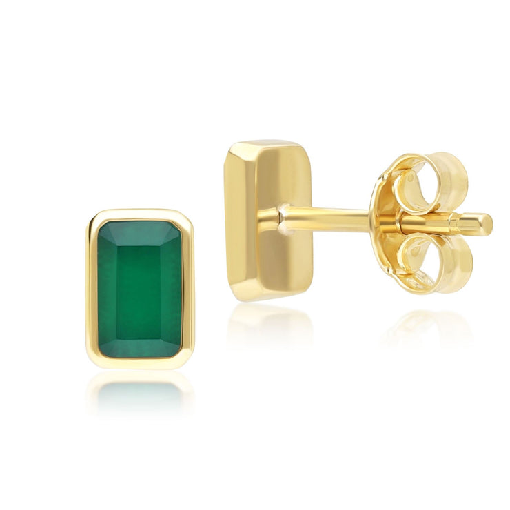 Classic Baguette Chalcedony Stud Earrings in 9ct Yellow Gold