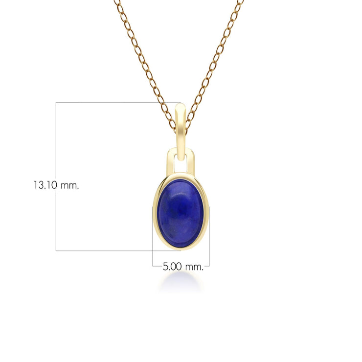 Classic Oval Lapis Lazuli Pendant Necklace in 9ct Yellow Gold