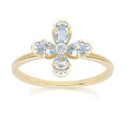 Floral Topaz & Diamond Ring in 9ct Yellow Gold