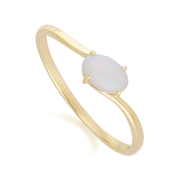 Classic Oval Opal Cabochon Ring in 9ct Yellow Gold