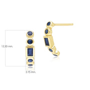Classic Sapphire Half Eternity Hoop Earrings in 9ct Yellow Gold