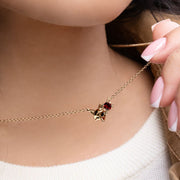 Gardenia Garnet Fox Necklace In 9ct Yellow Gold