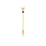 Gardenia Garnet Fox Lapel Pin In 9ct Yellow Gold