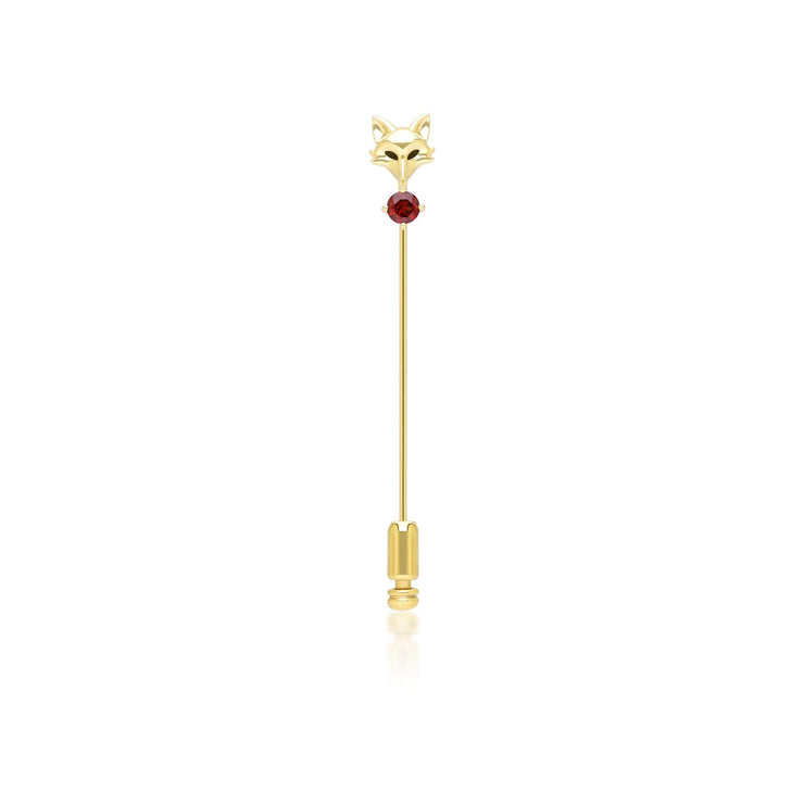 Gardenia Garnet Fox Lapel Pin In 9ct Yellow Gold