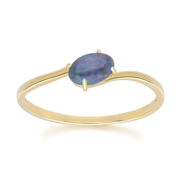 Classic Oval Triplet Opal Ring in 9ct Yellow Gold