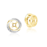 Classic Halo Diamond Swirl Ear Jacket Earrings in 9ct Yellow Gold