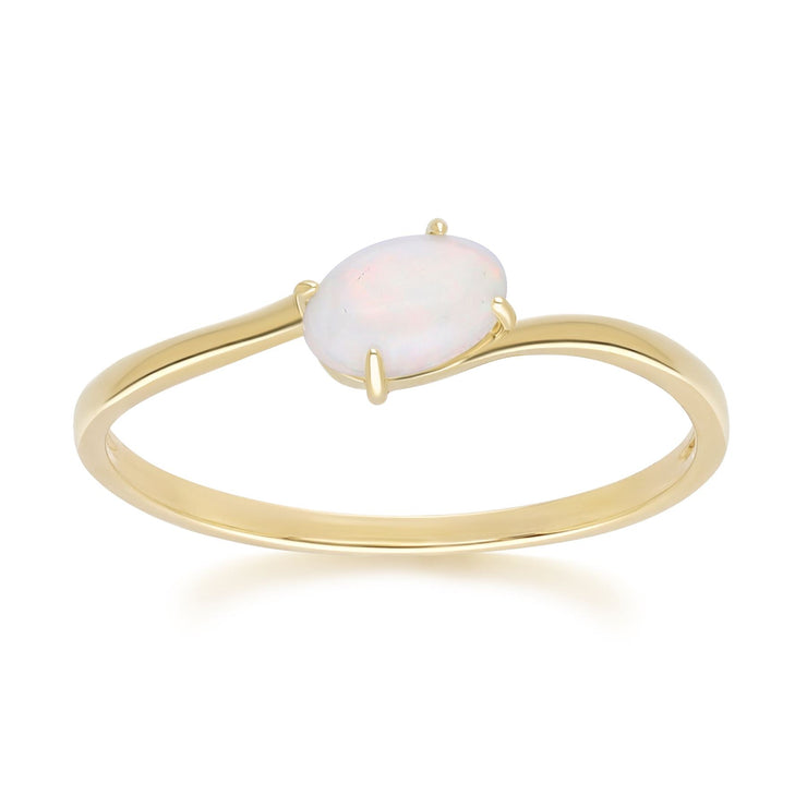 Classic Oval Opal Cabochon Ring in 9ct Yellow Gold