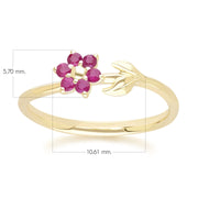 Floral Vine Ruby Ring in 9ct Yellow Gold