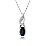 Classic Sapphire & Diamond Pendant on Chain Image 1