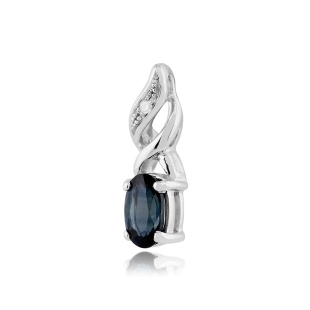 Classic Sapphire & Diamond Pendant on Chain Image 2