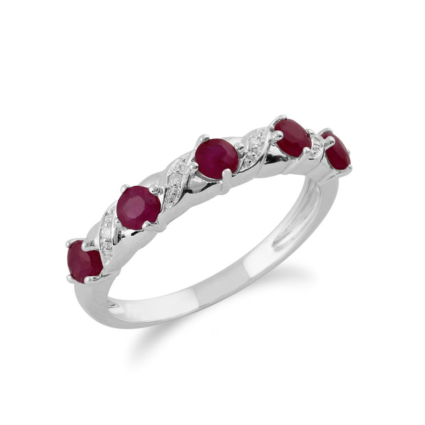 Ruby & Diamond Half Eternity Ring Image 2