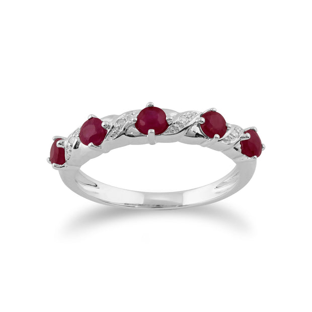 Ruby & Diamond Half Eternity Ring Image 1