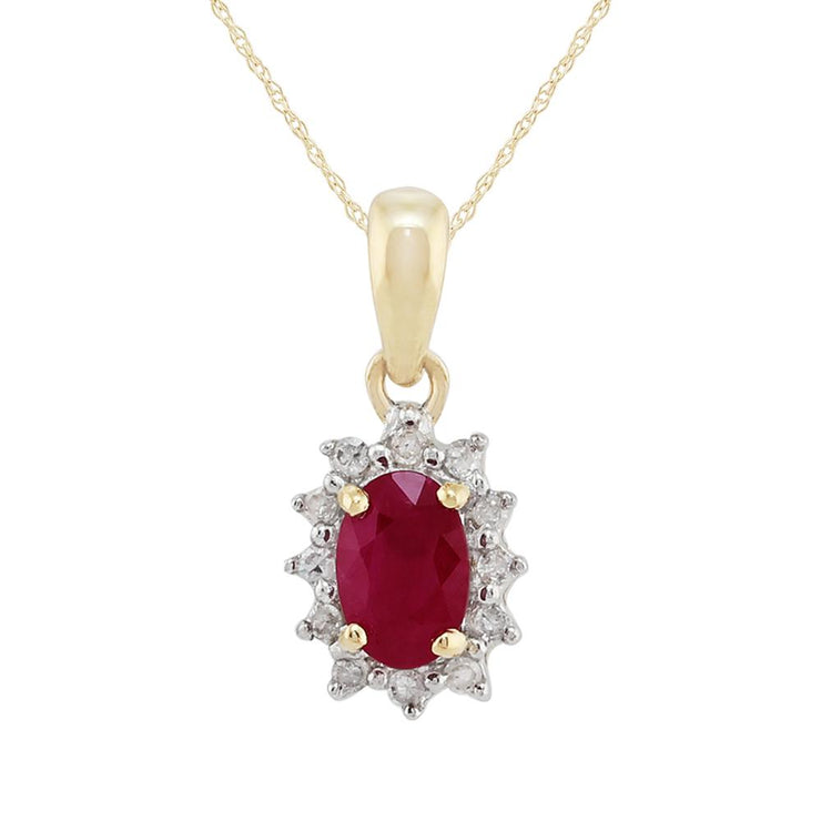 Classic Ruby & Diamond Halo Stud Earrings & Pendant Set Image 3