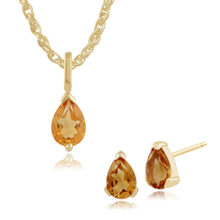 Classic Citrine Stud Earrings & Pendant Set Image 1