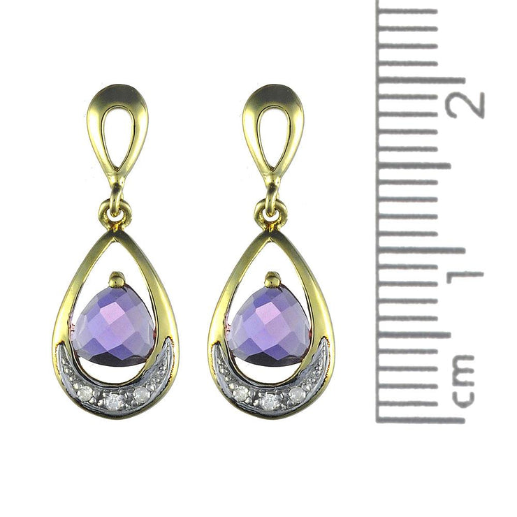 Art Nouveau Amethyst & Diamond Drop Earrings & Pendant Set Image 4