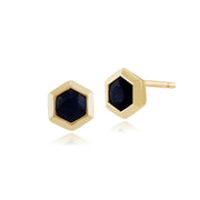 Geometric Sapphire Hexagon Stud Earrings Image 1