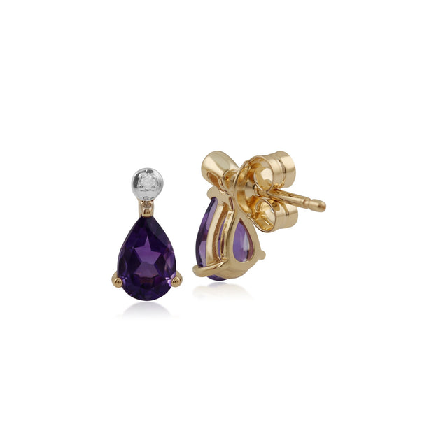 Classic Amethyst & Diamond Drop Earrings Image 2