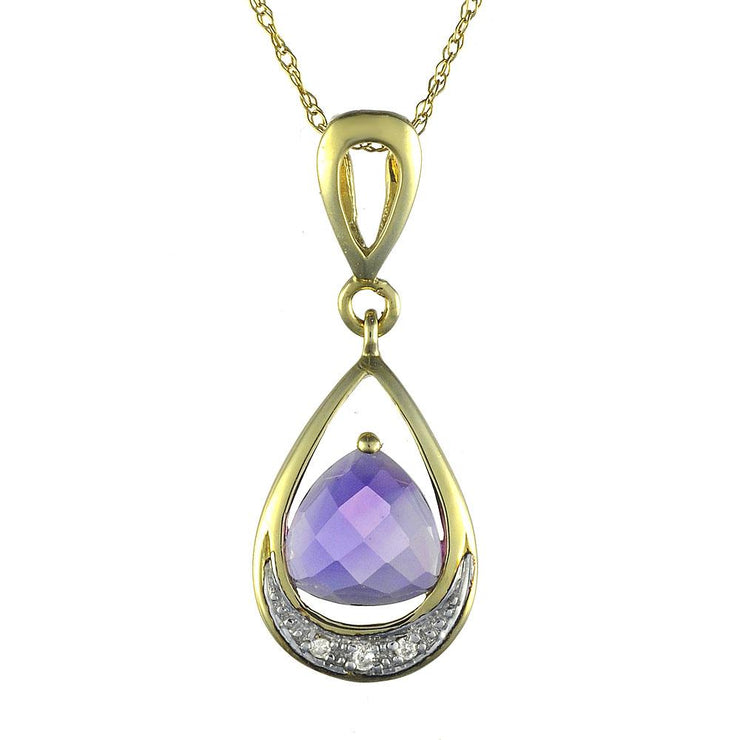 Art Nouveau Amethyst & Diamond Drop Earrings & Pendant Set Image 5